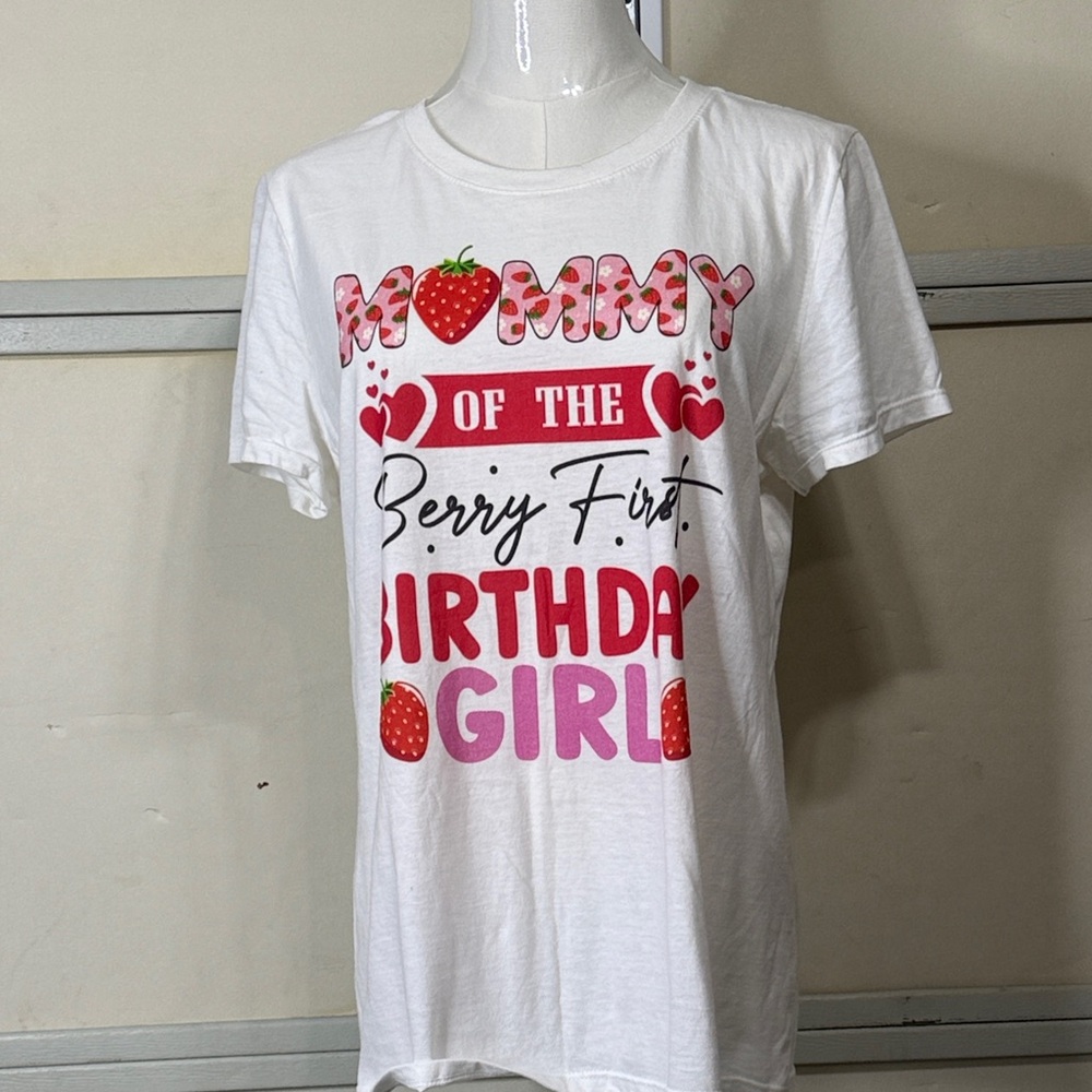 White and Pink Birthday Girl T-Shirt